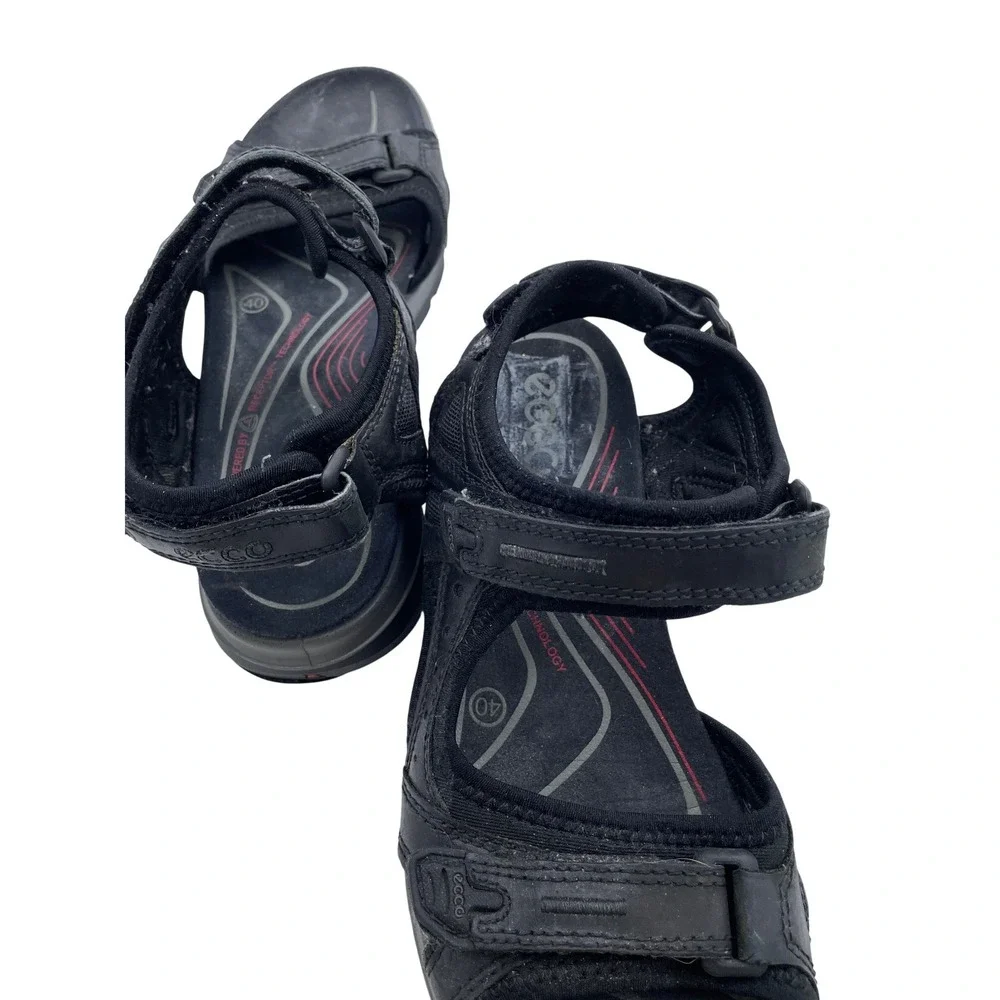 Ecco Receptor Technology‎ Mens 40 US 6/6.5 Black Leather Sport Sandals